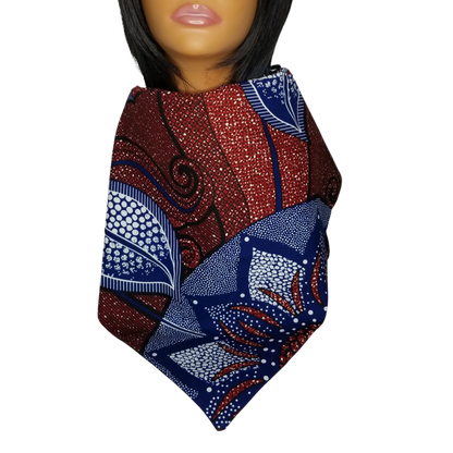 BG1 Panda Scarf & Mask - African Print "Burgundy & Blue Floral"