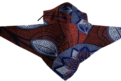 BG1 Panda Scarf & Mask - African Print "Burgundy & Blue Floral"