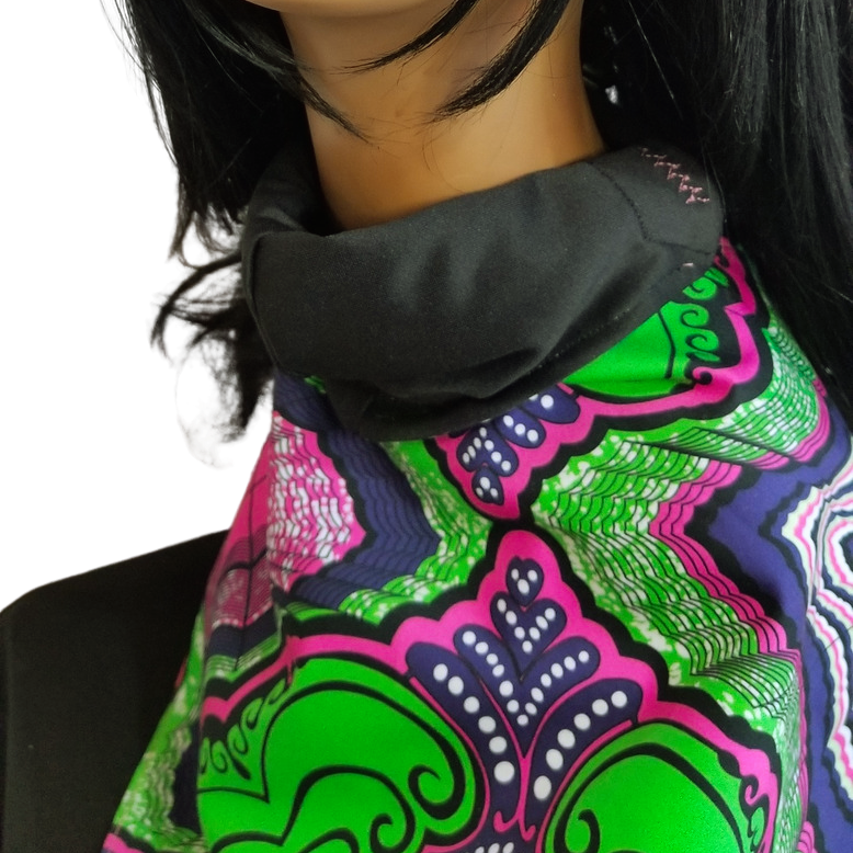 GG1 Panda Scarf and Mask African Print Green