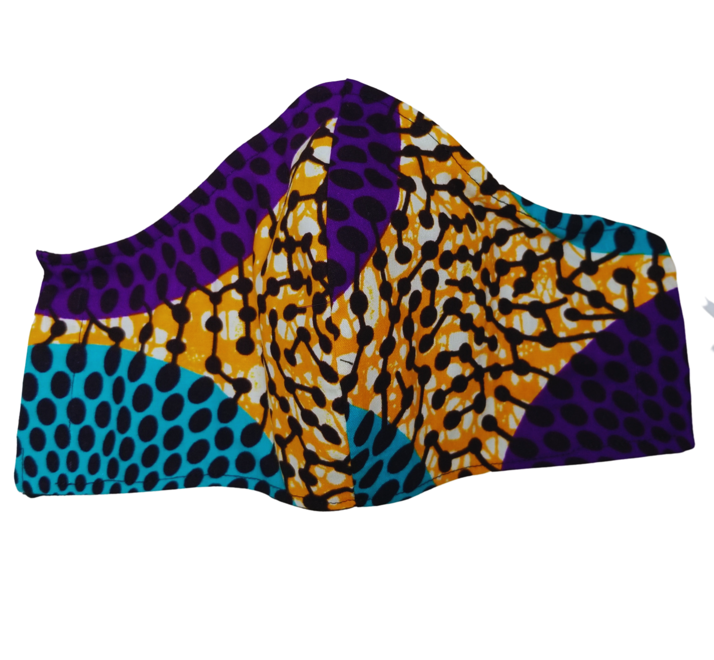 Purple Networking African Print Mask   Add some color and flair to your outfit with the Purple Networking African Print Mask, a stunning accessory that showcases your unique style and personality. This mask is not just a protective layer; it’s a vibrant statement of your individuality and creativity. The mask’s dynamic blend of purple, orange, and teal in an intricate African print design isn’t just visually appealing; it’s a reflection of your bold and adventurous spirit.